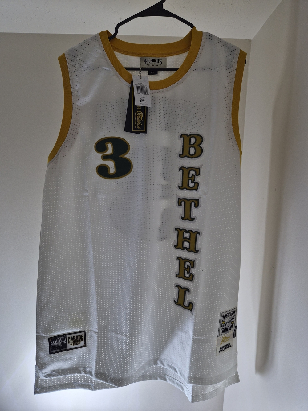 Allen Irvison Nostalgia White and Gold "Bethel" Mesh Basketball Jersey #3